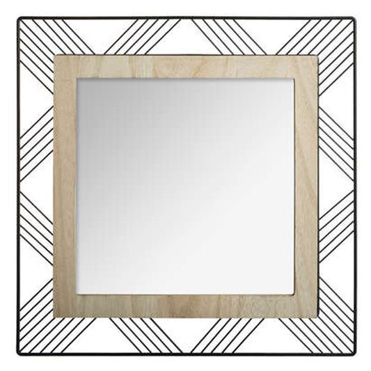 Wellhome Espejo Cuadrado Metal Y Madera 45,5x2x45,5cm_0