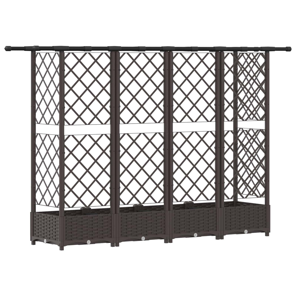 Cama Elevada Con Trellis Y Techo Marrón 202,5 X 40 X 121 Cm Pp_0