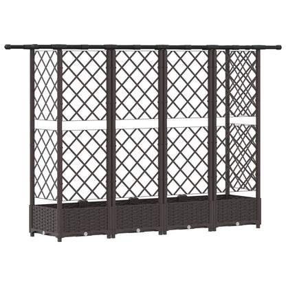 Cama Elevada Con Trellis Y Techo Marrón 202,5 X 40 X 121 Cm Pp_0