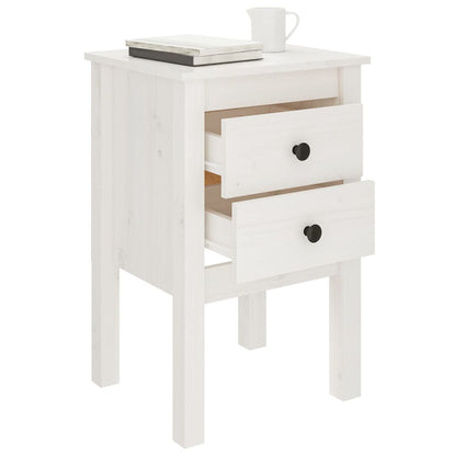 Mesita De Noche Madera Maciza De Pino Blanco 40x35x61,5 Cm_2