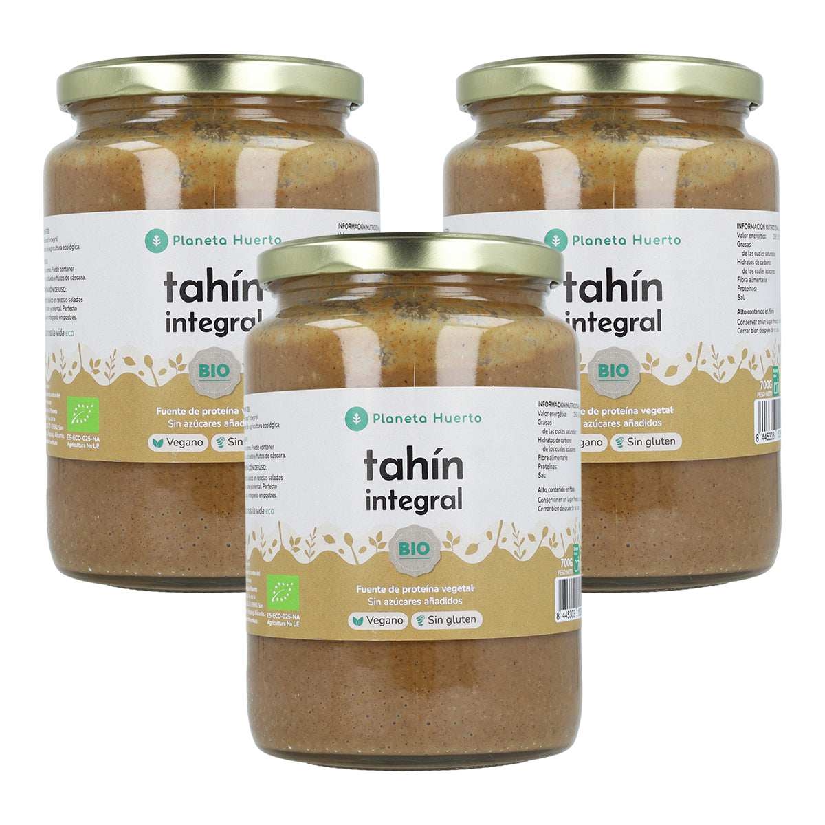 Embalagem com 3x Tahin ECO Integral Planeta Huerto 700 gr