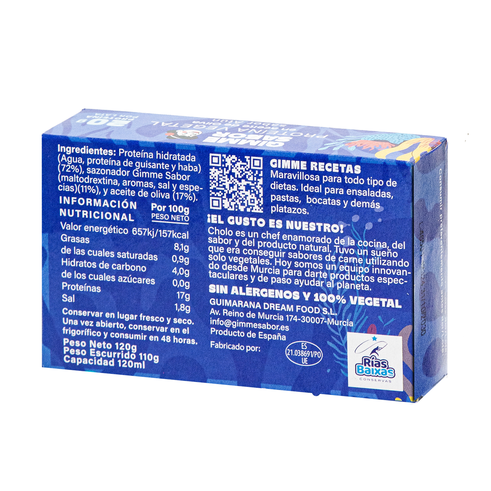 PACK AHORRO Atún Vegano en Aceite de Oliva 120g X 6uds. | Sin Gluten, Sin Aditivos, Sin Alérgenos | Gimme Sabor_3