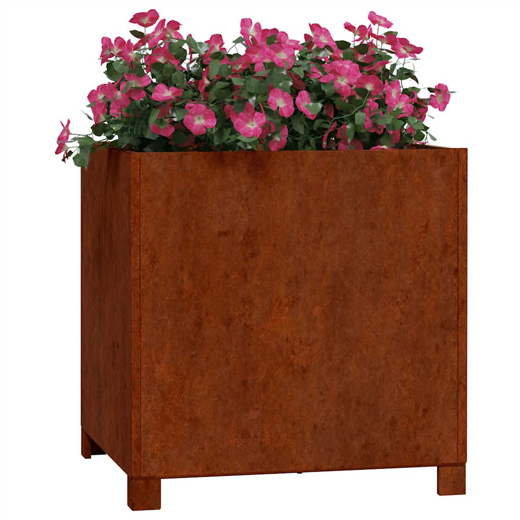 Jardinera Con Patas Acero Corten Oxidado 50x50x50 Cm_2