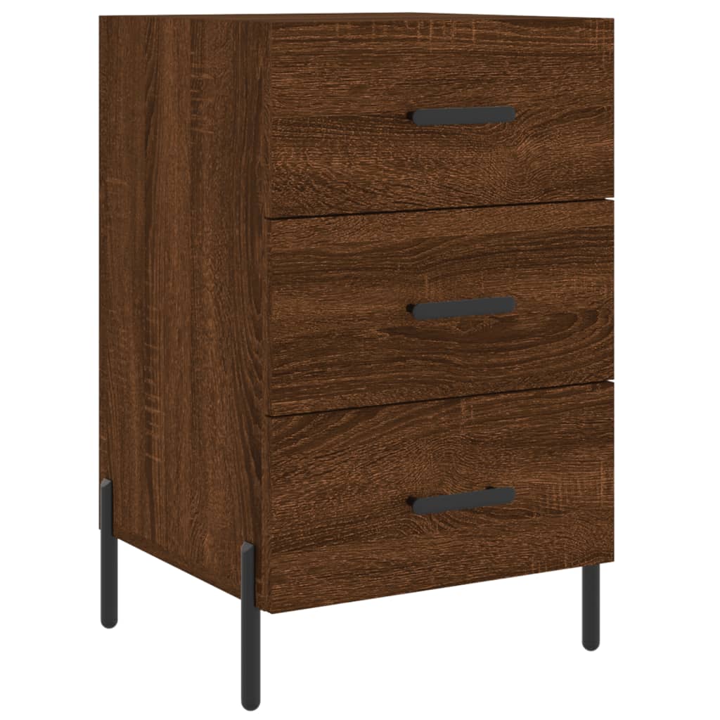 Mesita De Noche Madera De Ingeniería Marrón Roble 40x40x66 Cm_0