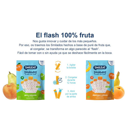 SMILADO pera e pêssego biológicos, 100% fruta SMILEAT gelado infantil flash