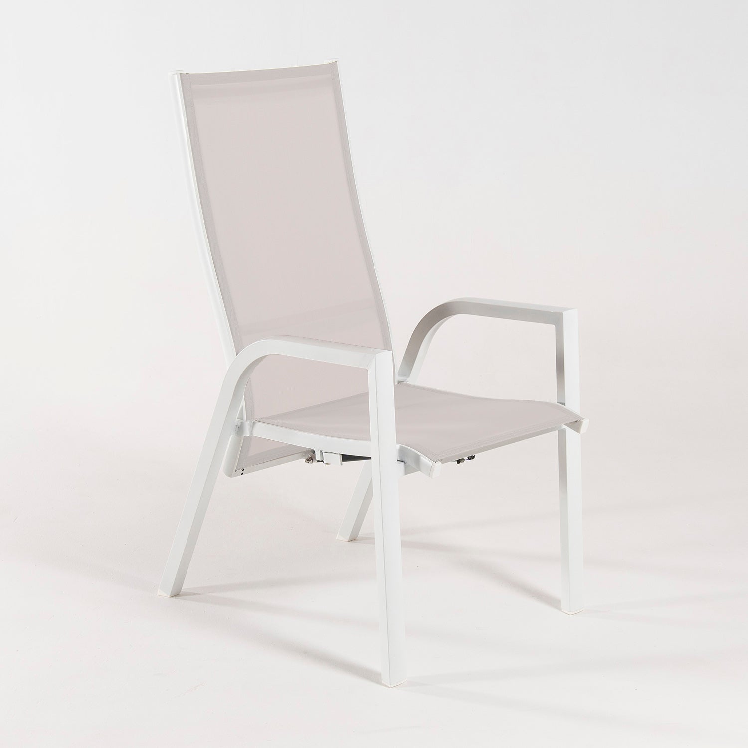 Sillón Para Jadín, Aluminio Blanco, Aluminio Y Textilene, Color Blanco, Sillon:110x57x70_2