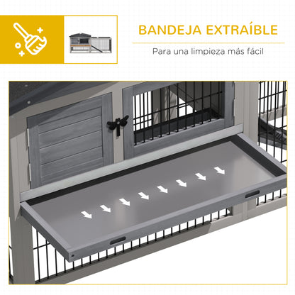 Pawhut Conejera De Exterior Madera Con Múltiples Entradas Techo Abrible_5