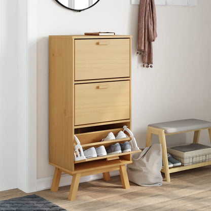 Zapatero Olden Madera Maciza De Pino Marrón 55x35x120 Cm / Vetonek_1