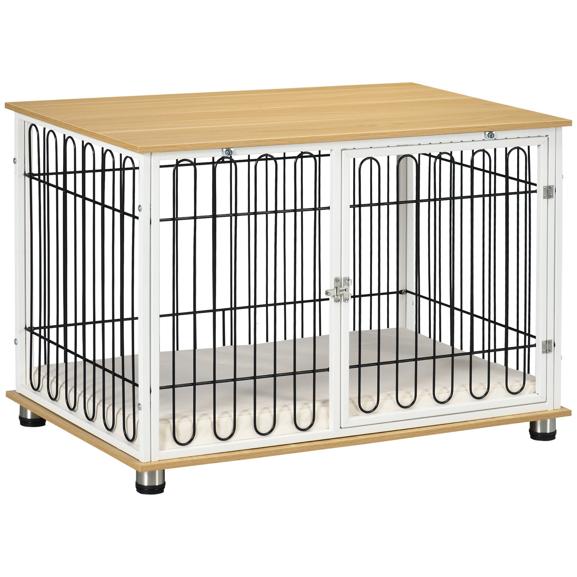 Pawhut Jaula Para Perros Interior En Casa 90x58x62,5 Cm Superficie Mesa Auxiliar_0