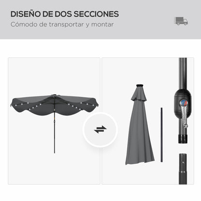 Outsunny Sombrilla De Jardín Ø292x254 Cm Con 32 Luces Led Solares Gris Oscuro_3