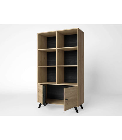 Estantería 2 Puertas 6 Huecos Natur Acabado Natural/bocamina, 92.1cm(ancho) 160.2cm(alto)_3