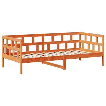 Sofá Cama Con Techo Madera Maciza Pino Marrón Cera 80x200 Cm_5