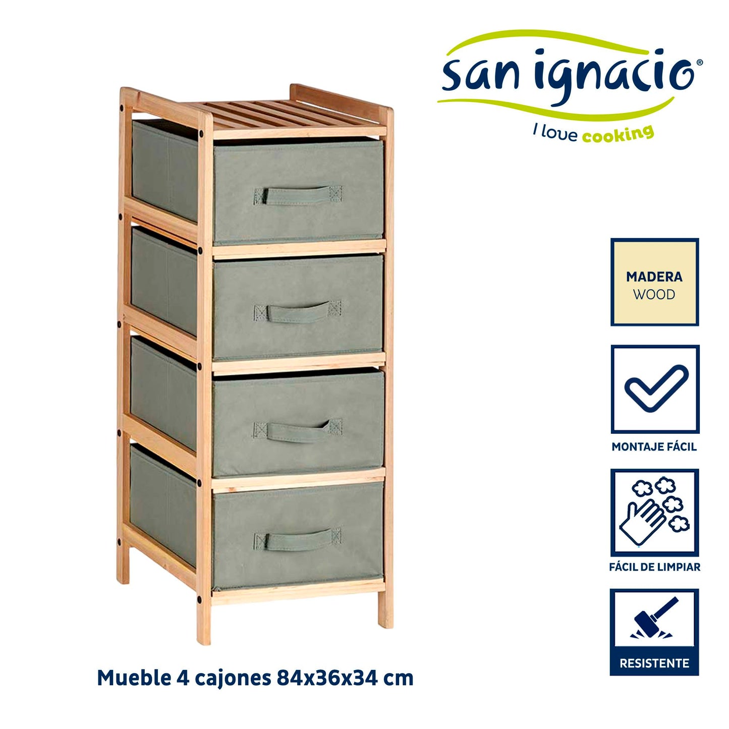 Mueble Ancho 4 Cajones Gris Oscuro - Colección Kipit_1