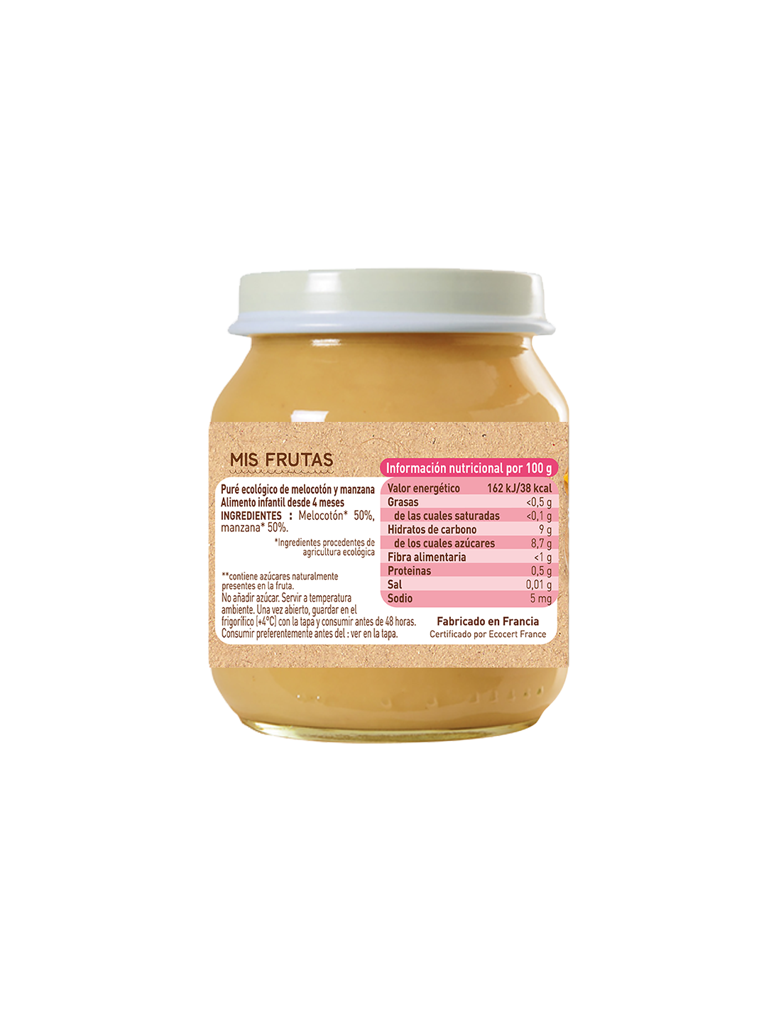 Babybio Pêssego e Maçã Pote 130g