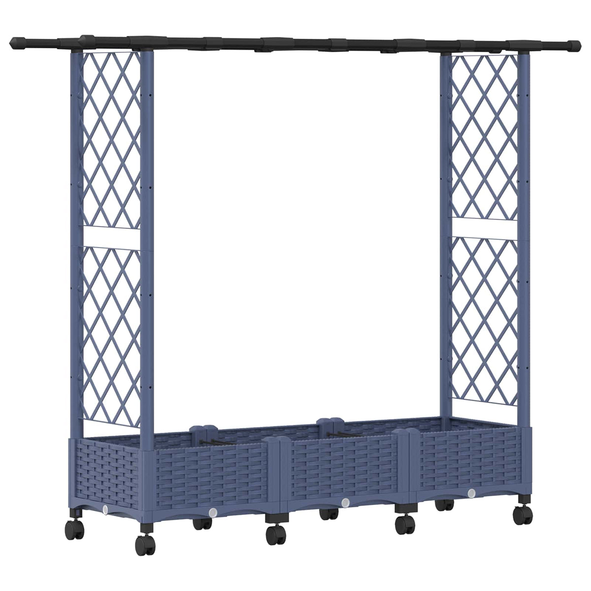 Cama Elevada Con Trellis Y Techo Gris 164 X 40 X 127 Cm Pp_0