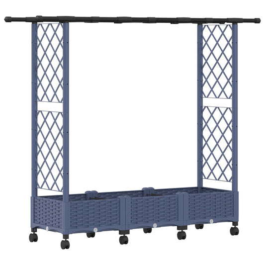 Cama Elevada Con Trellis Y Techo Gris 164 X 40 X 127 Cm Pp_0