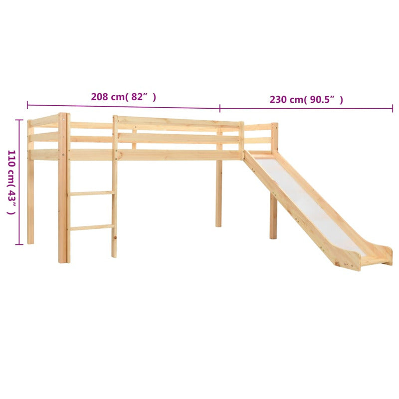 Vidaxl Cama Alta Para Niños Tobogán Y Escalera Madera Pino 97x208 Cm_5