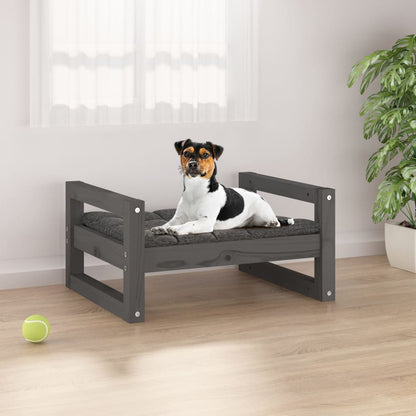 Vidaxl Cama Para Perros Madera Maciza De Pino Gris 55,5x45,5x28 Cm_1