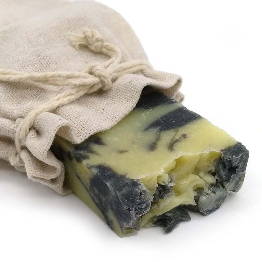 Jabón Natural Lodos Marinos 90g En Bolsa Regalo De Yute - Piel Mixta. Regula La Grasa - Evita El Acné - Elimina Toxinas_0