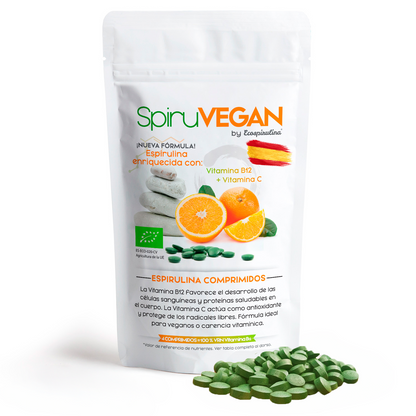 Spiruvegan Espirulina Ecológica Enriquecida Con Vitaminas B12 Y C Ecospirulina 200 Comprimidos_0