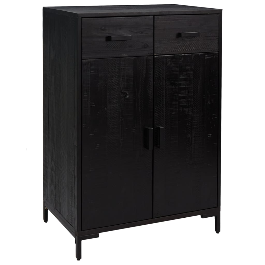 Zapatero De Madera Maciza De Pino Negro 75x40x110 Cm / Vetonek_4