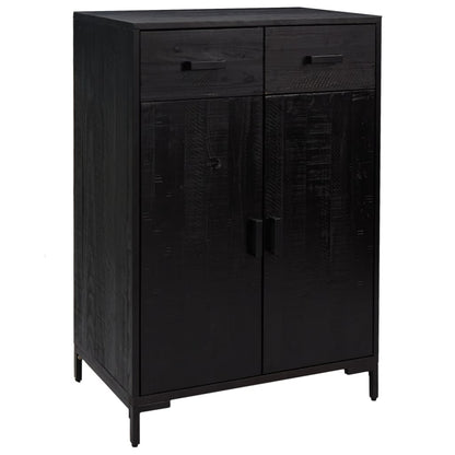 Zapatero De Madera Maciza De Pino Negro 75x40x110 Cm / Vetonek_4