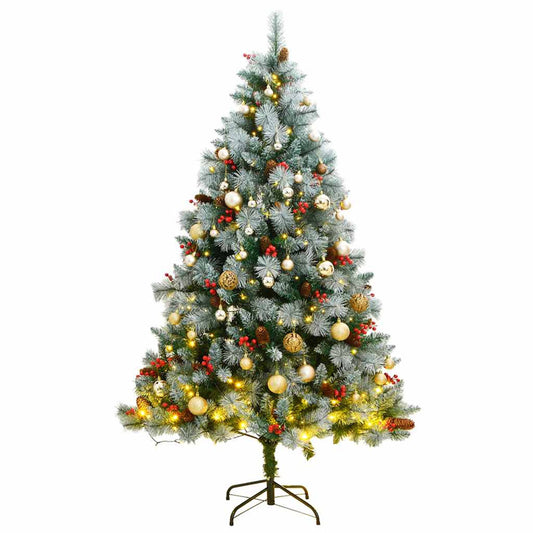 Vidaxl Árbol De Navidad Artificial Con Bisagras 300 Led Y Bolas 180 Cm_0