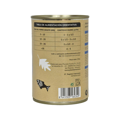 Embalagem de 6 rações húmidas superpremium sem cereais para cães, salmão, Planeta Huerto, 380 g