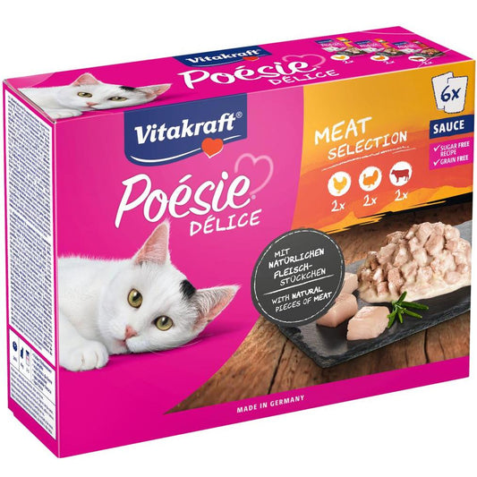 Vitakraft Multipack Poésie Deli Sauce carne 6x85 g Alimento húmido para gatos com molho