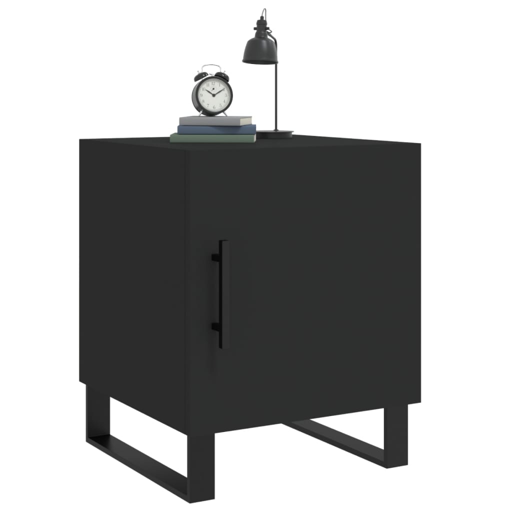 Mesita De Noche Madera De Ingeniería Negro 40x40x50 Cm_2