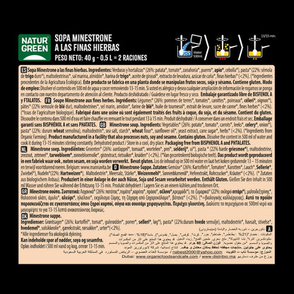 Sopa Minestrone Ervas Finas Bio Naturgreen 40g