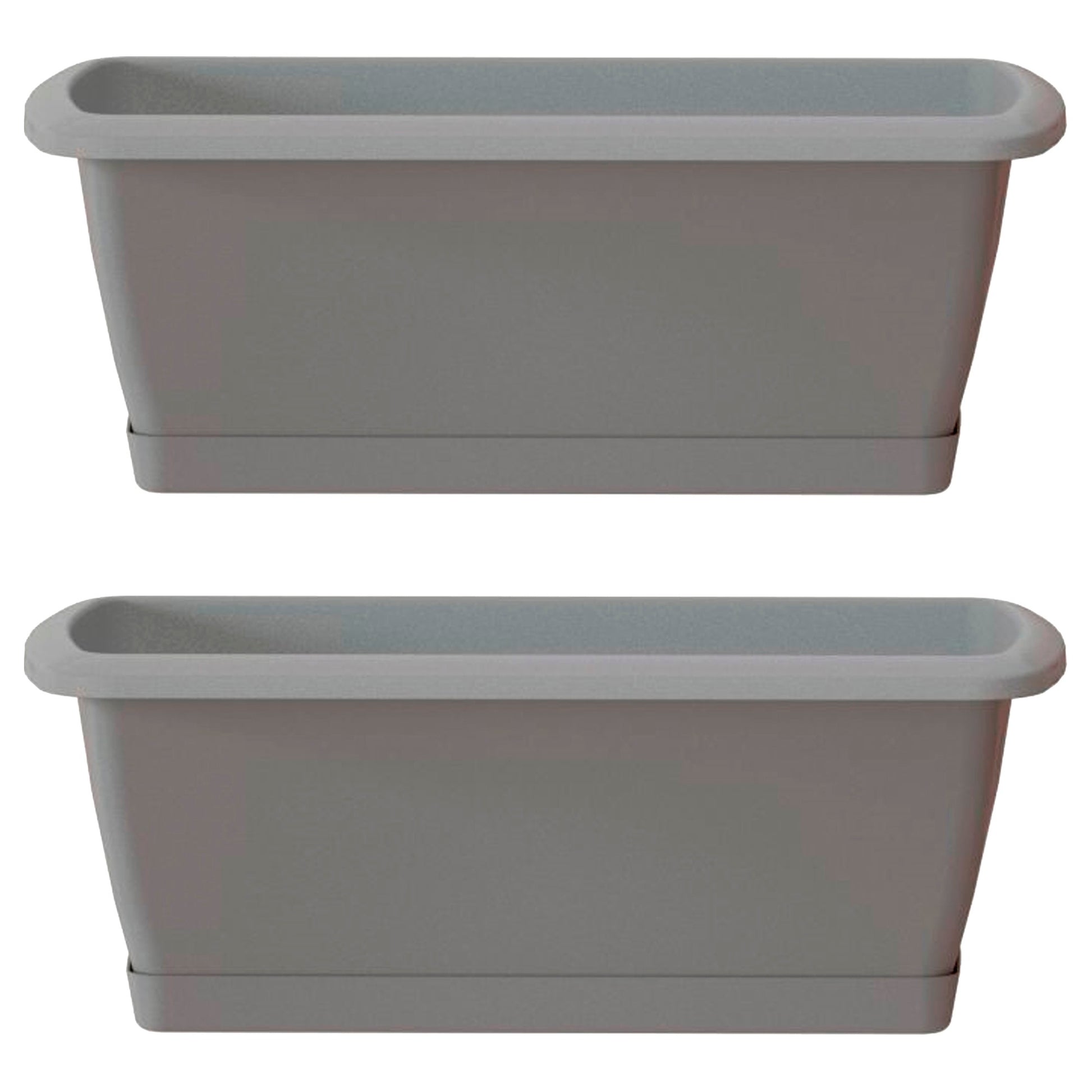 2x Jardinera Respana Con Soporte De Plastico En Color Gris Piedra 78,6 (largo) X 18,4 (ancho) X 14,5 (alto) Cm_0