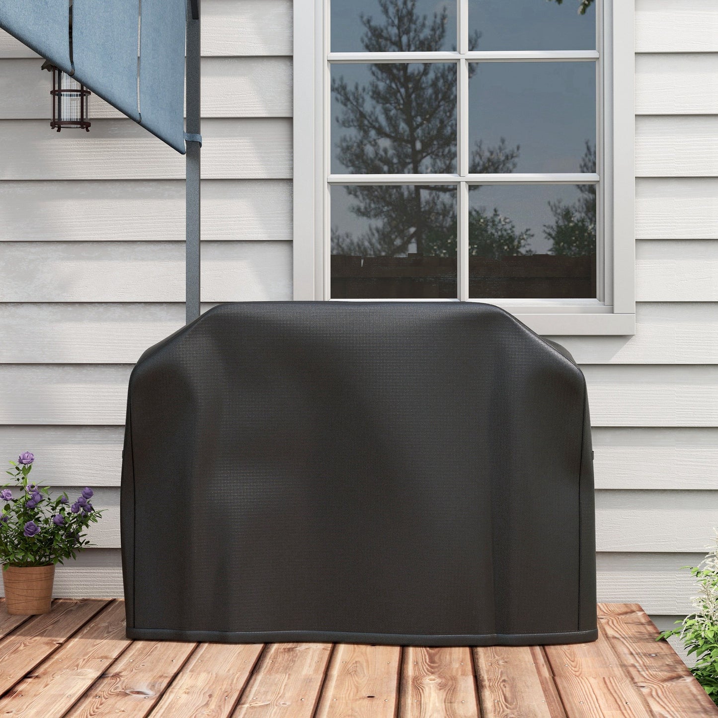 Outsunny Funda Para Barbacoa Rectangular Con Cordón 124x61x91 Cm Negro_3