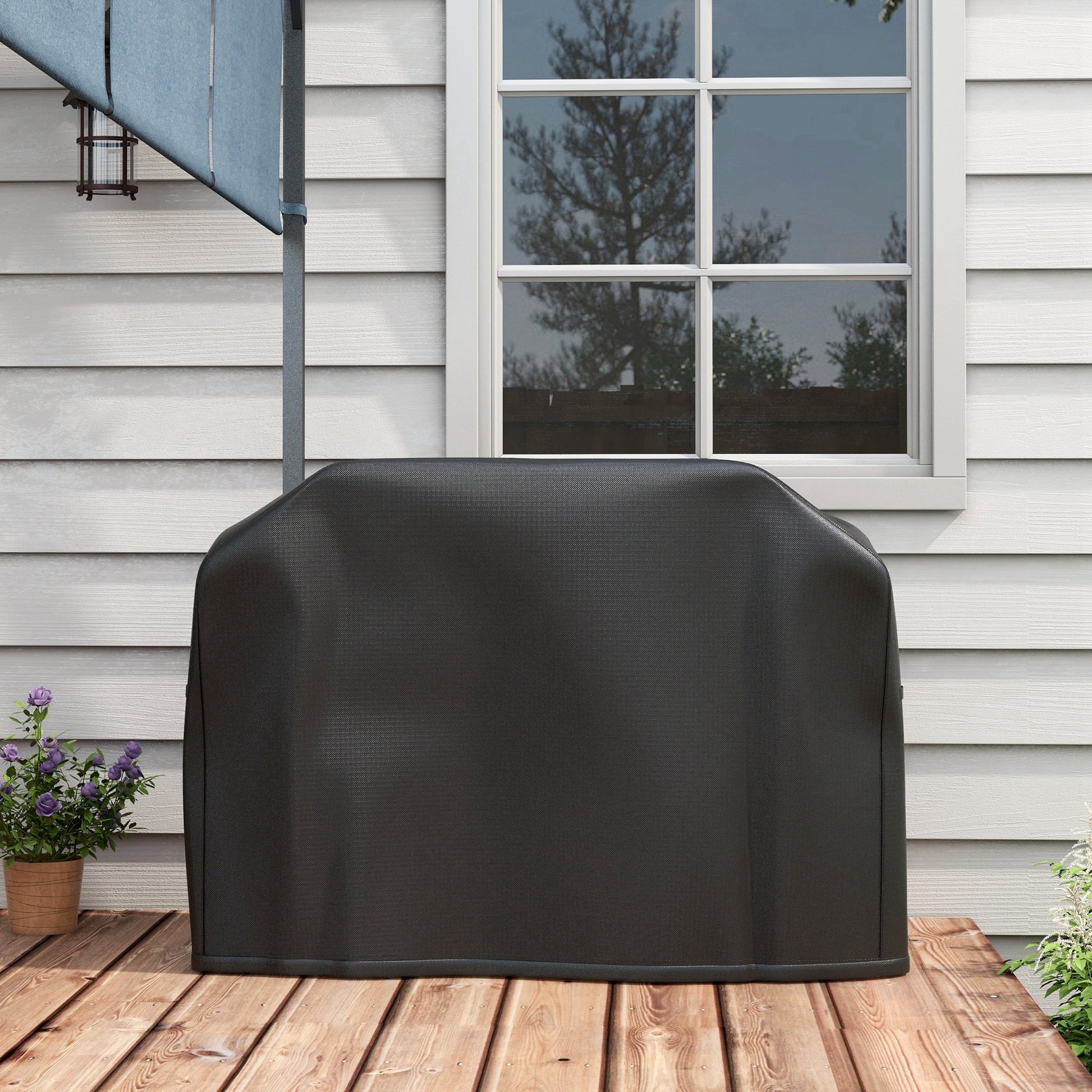 Outsunny Funda Para Barbacoa Rectangular Con Cordón 124x61x91 Cm Negro_3