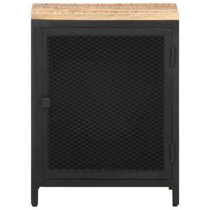 Mesita De Noche Madera Maciza De Mango Rugosa 40x30x53 Cm_0