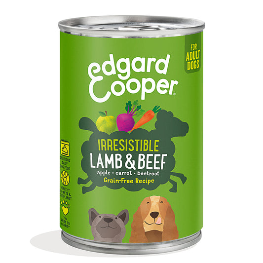 Ração húmida para cães Edgard &amp; Cooper Cordeiro e Carne de Vaca 400g
