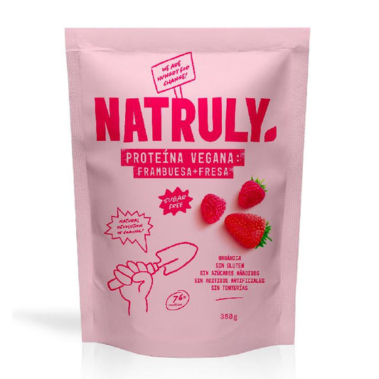 Proteína Vegan Natruly Framboesa Morango, 350g 
