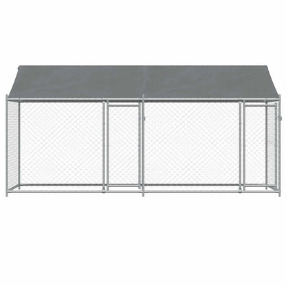Jaula De Perros Techo Y Puertas Acero Galvanizado Gris 4x2x2 M_3