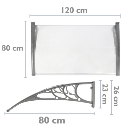 Tejadillo De Protección 120x80cm Marquesina Para Puertas Y Ventanas Gris_1