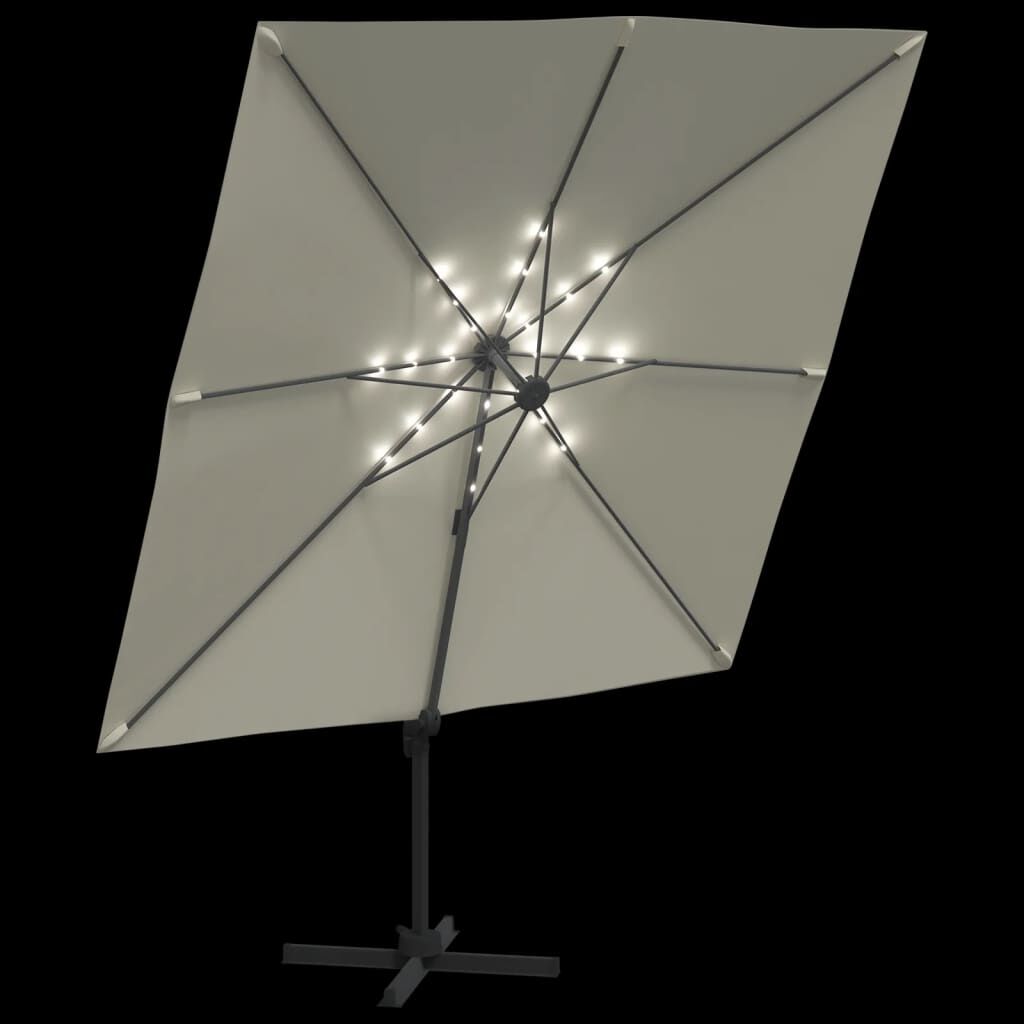 Vidaxl Sombrilla Voladiza Con Led Blanco Arena 400x300 Cm_3