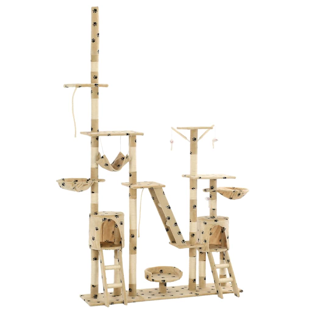 Rascador Para Gatos Con Poste De Sisal 230-250 Cm Huellas Beige_1