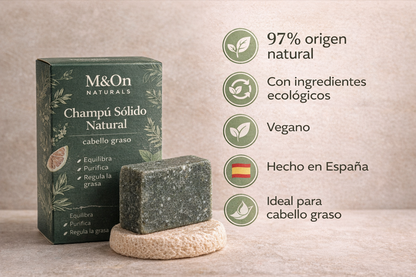 Champú Sólido para Cabello Graso con Aloe Vera, Arcilla Verde y Romero 80 g | M&On Naturals_3