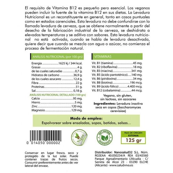 Levedura nutricional em pó com vitamina B12 Saúde Viva, 125 g