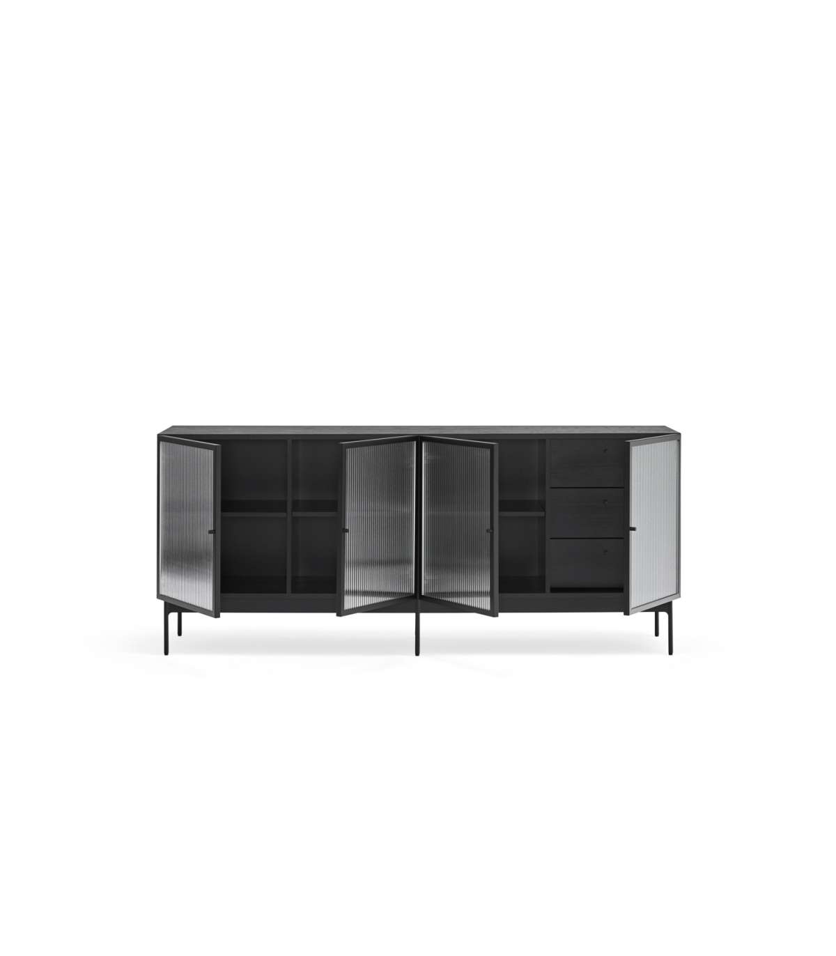 Mueble Aparador Para Comedor Modelo Blur 4 Puertas Acabado Negro, 45cm(ancho) 77.5cm(alto_2