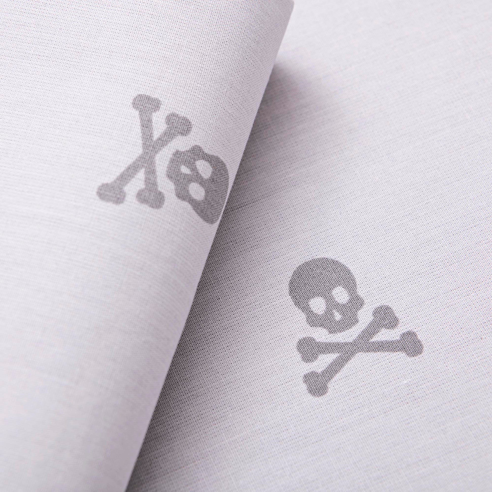 Set Cama (funda Nórdica 260x240cm + 2 Fundas Almohada  50x105cm) 100% Algodón Gris Oscuro & Gris Claro Calaveras Scalpers Home