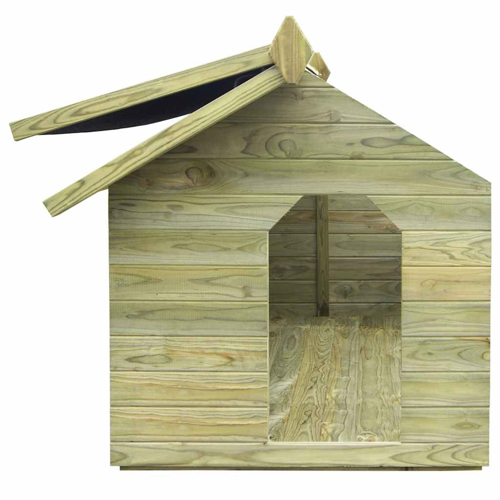 Vidaxl Casa De Perros De Jardín Tejado Abierto Madera Pino Impregnada_3