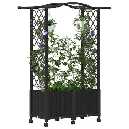 Cama Elevada Con Trellis Y Techo Negro 125 X 40 X 144 Cm Pp_2