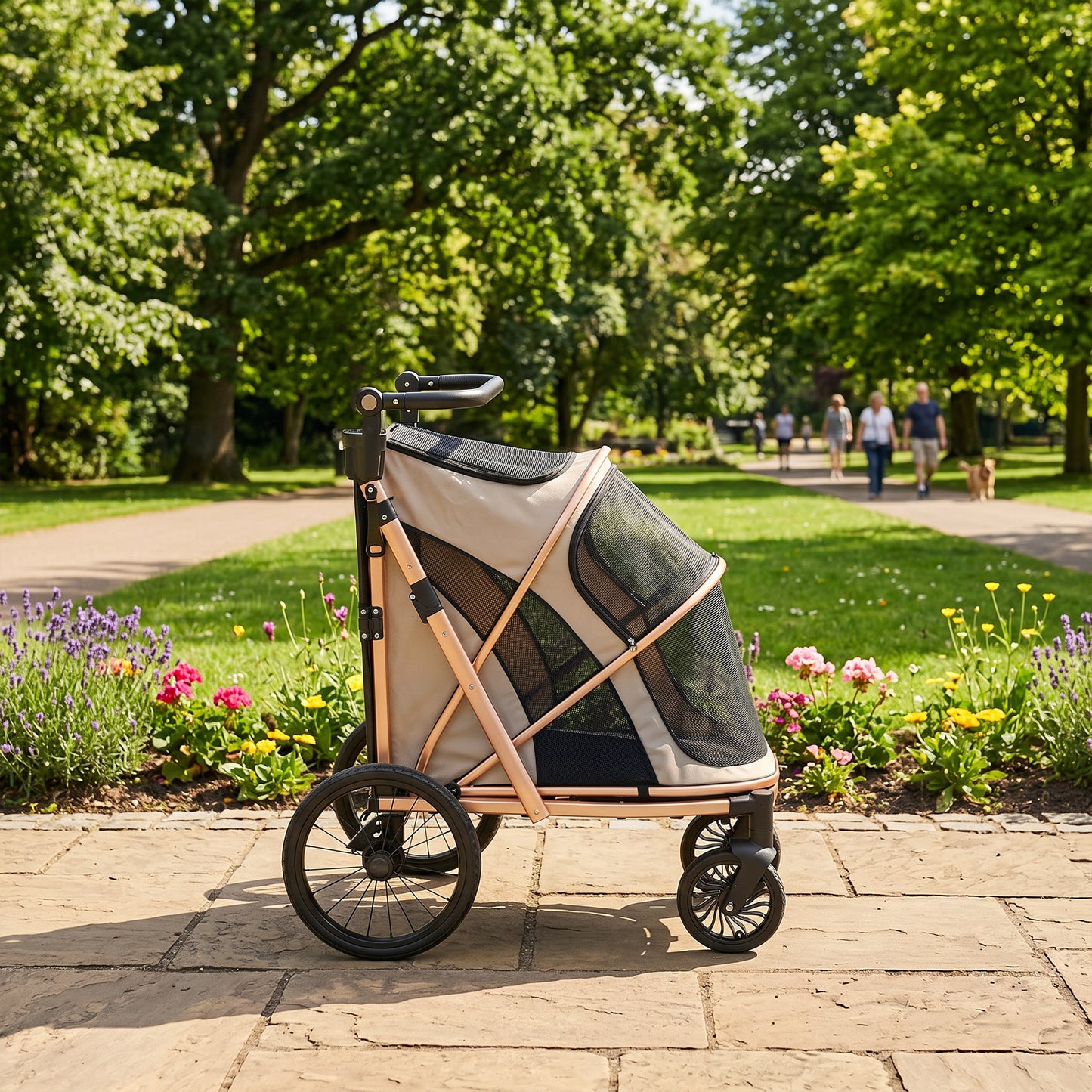 Pawhut Carrito Para Perros Plegable Hasta 20 Kg Con Ruedas Grandes Y Suspensión_4