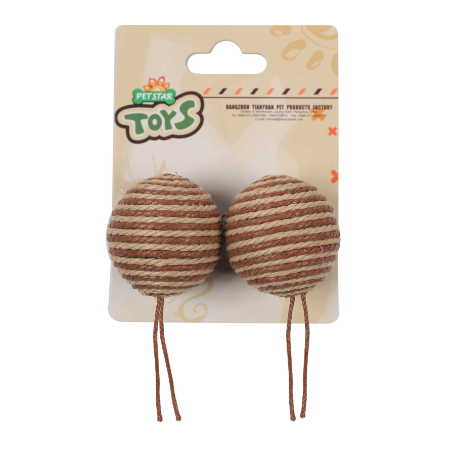 Juguete Para Gato, Pack De 2 Pelotas De Cuerda. De 4,5cm De Diámetro Y Suave Sonido Al Mover. Wuapu_1