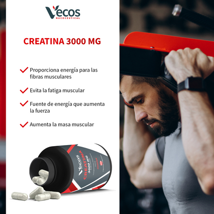 Creatina Monohidrato 3000 mg VECOS (150 comprimidos) | Fuerza, masa muscular y recuperación | 1 g por comprimido_3
